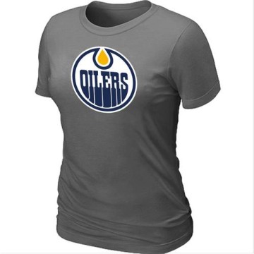 Women's Edmonton Oilers Big & Tall Logo T-Shirt - - Grey