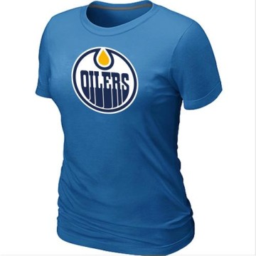 Women's Edmonton Oilers Big & Tall Logo T-Shirt - - Light Blue
