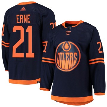 Authentic Adidas Men's Adam Erne Edmonton Oilers Alternate Primegreen Pro Jersey - Navy
