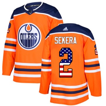 Authentic Adidas Men's Andrej Sekera Edmonton Oilers USA Flag Fashion Jersey - Orange