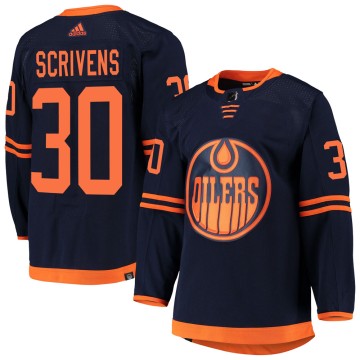 Authentic Adidas Men's Ben Scrivens Edmonton Oilers Alternate Primegreen Pro Jersey - Navy