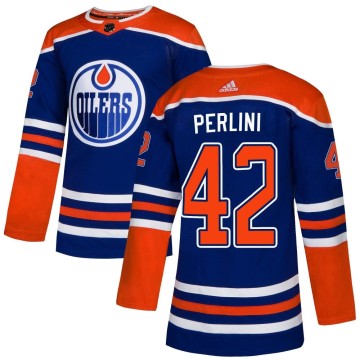 Authentic Adidas Men's Brendan Perlini Edmonton Oilers Alternate Jersey - Royal