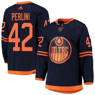 Authentic Adidas Men's Brendan Perlini Edmonton Oilers Alternate Primegreen Pro Jersey - Navy