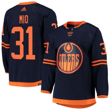 Authentic Adidas Men's Eddie Mio Edmonton Oilers Alternate Primegreen Pro Jersey - Navy