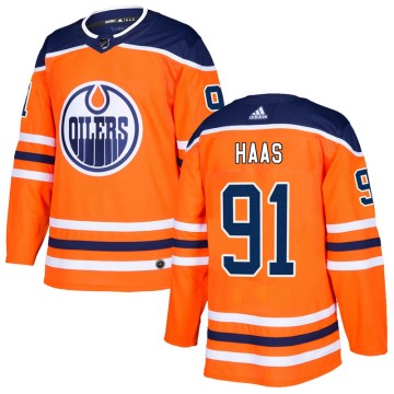 Authentic Adidas Men's Gaetan Haas Edmonton Oilers r Home Jersey - Orange