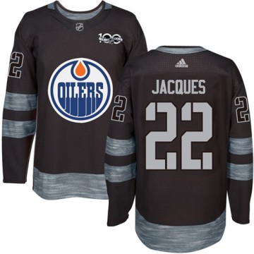 Authentic Adidas Men's Jean-Francois Jacques Edmonton Oilers 1917-2017 100th Anniversary Jersey - Black