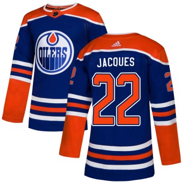 Authentic Adidas Men's Jean-Francois Jacques Edmonton Oilers Alternate Jersey - Royal