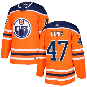 Authentic Adidas Men's Joey Benik Edmonton Oilers r Home Jersey - Orange