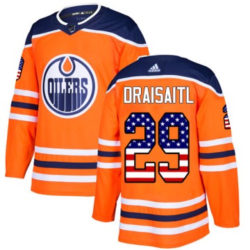 Authentic Adidas Men's Leon Draisaitl Edmonton Oilers USA Flag Fashion Jersey - Orange