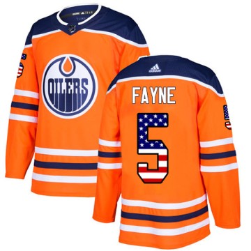 Authentic Adidas Men's Mark Fayne Edmonton Oilers USA Flag Fashion Jersey - Orange