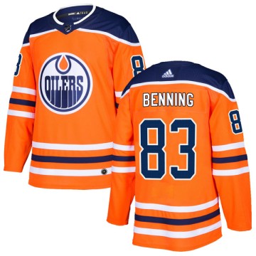 Authentic Adidas Men's Matthew Benning Edmonton Oilers r Home Jersey - Orange