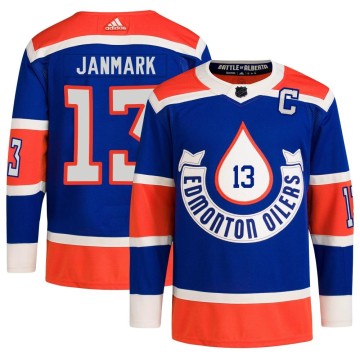 Authentic Adidas Men's Mattias Janmark Edmonton Oilers 2023 Heritage Classic Primegreen Jersey - Royal