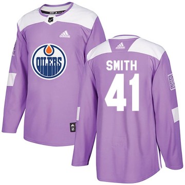 Authentic Adidas Men's Mike Smith Edmonton Oilers Fights Cancer Practice Jersey - Purple