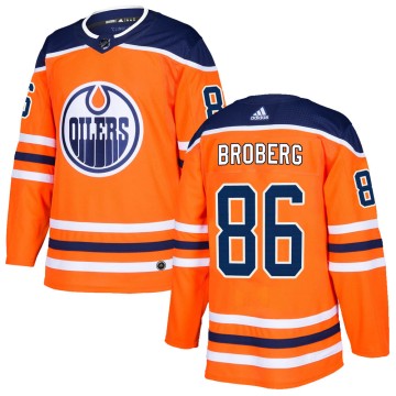 Authentic Adidas Men's Philip Broberg Edmonton Oilers r Home Jersey - Orange