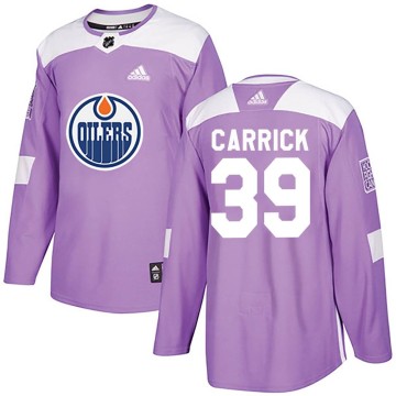 Authentic Adidas Men's Sam Carrick Edmonton Oilers Fights Cancer Practice Jersey - Purple