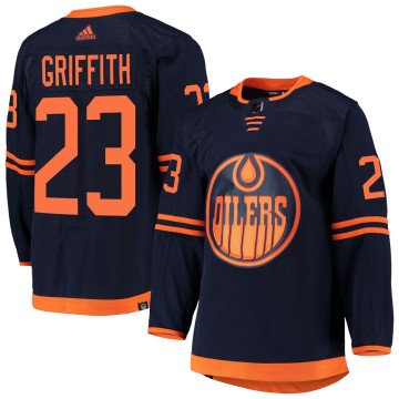 Authentic Adidas Men's Seth Griffith Edmonton Oilers Alternate Primegreen Pro Jersey - Navy