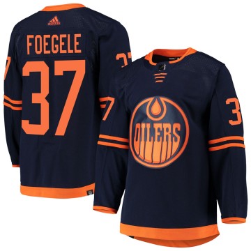 Authentic Adidas Men's Warren Foegele Edmonton Oilers Alternate Primegreen Pro Jersey - Navy