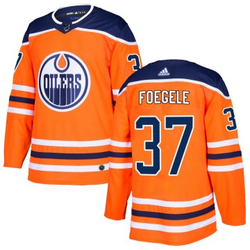 Authentic Adidas Men's Warren Foegele Edmonton Oilers r Home Jersey - Orange