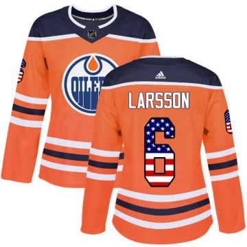 Authentic Adidas Women's Adam Larsson Edmonton Oilers USA Flag Fashion Jersey - Orange