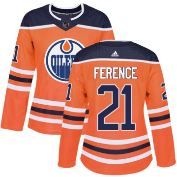 Authentic Adidas Women's Andrew Ference Edmonton Oilers Home Jersey - Orange