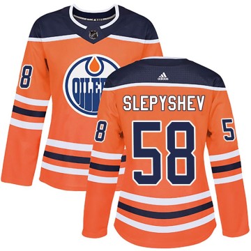 Authentic Adidas Women's Anton Slepyshev Edmonton Oilers r Home Jersey - Orange