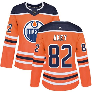Authentic Adidas Women's Beau Akey Edmonton Oilers r Home Jersey - Orange