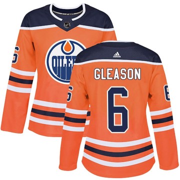 Authentic Adidas Women's Ben Gleason Edmonton Oilers r Home Jersey - Orange
