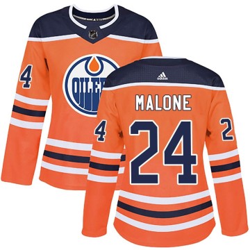 Authentic Adidas Women's Brad Malone Edmonton Oilers r Home Jersey - Orange