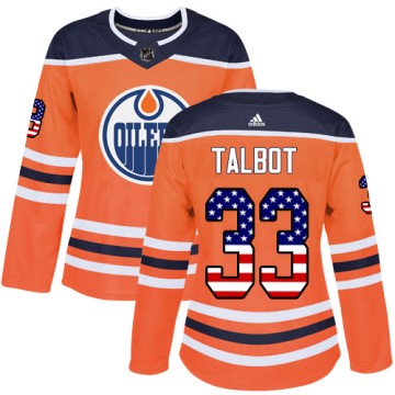 Authentic Adidas Women's Cam Talbot Edmonton Oilers USA Flag Fashion Jersey - Orange