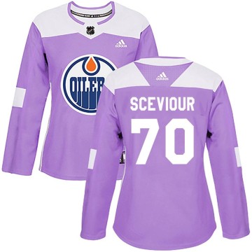 Authentic Adidas Women's Colton Sceviour Edmonton Oilers Fights Cancer Practice Jersey - Purple