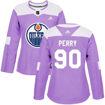 Authentic Adidas Women's Corey Perry Edmonton Oilers Fights Cancer Practice Jersey - Purple