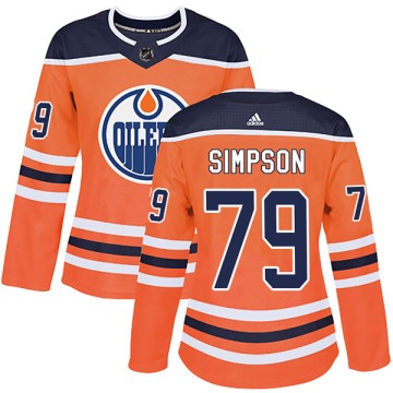 Authentic Adidas Women's Dillon Simpson Edmonton Oilers r Home Jersey - Orange