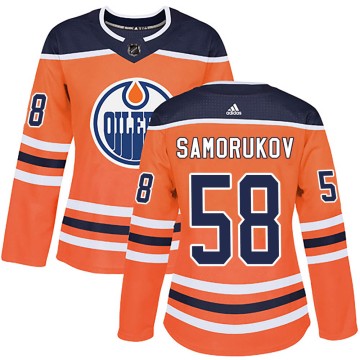 Authentic Adidas Women's Dmitri Samorukov Edmonton Oilers r Home Jersey - Orange