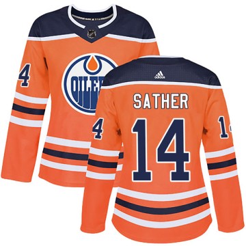 Authentic Adidas Women's Glen Sather Edmonton Oilers r Home Jersey - Orange