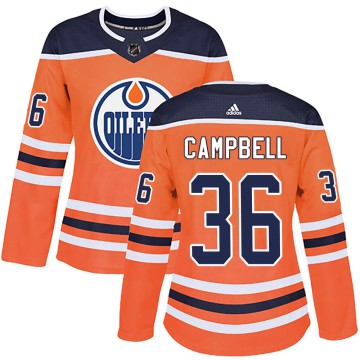 Authentic Adidas Women's Jack Campbell Edmonton Oilers r Home Jersey - Orange