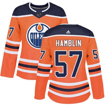 Authentic Adidas Women's James Hamblin Edmonton Oilers r Home Jersey - Orange
