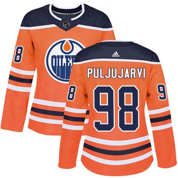 Authentic Adidas Women's Jesse Puljujarvi Edmonton Oilers r Home Jersey - Orange