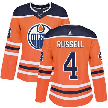 Authentic Adidas Women's Kris Russell Edmonton Oilers r Home Jersey - Orange