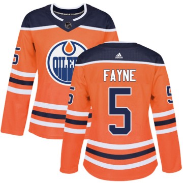 Authentic Adidas Women's Mark Fayne Edmonton Oilers Home Jersey - Orange