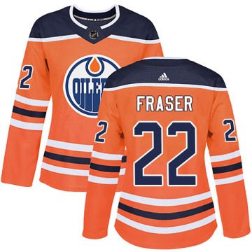 Authentic Adidas Women's Mark Fraser Edmonton Oilers r Home Jersey - Orange