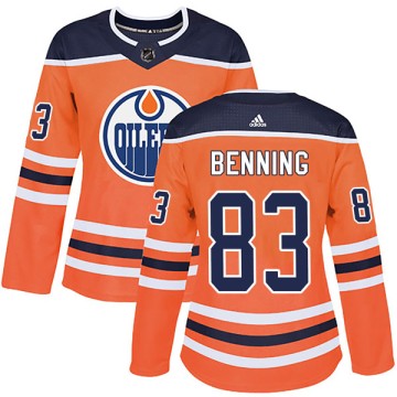 Authentic Adidas Women's Matthew Benning Edmonton Oilers r Home Jersey - Orange