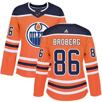 Authentic Adidas Women's Philip Broberg Edmonton Oilers r Home Jersey - Orange
