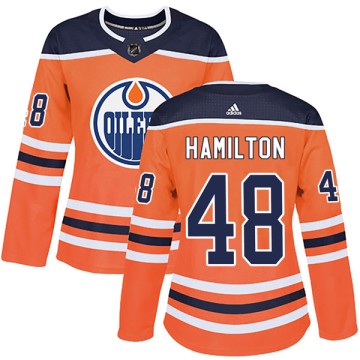 Authentic Adidas Women's Ryan Hamilton Edmonton Oilers r Home Jersey - Orange