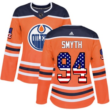 Authentic Adidas Women's Ryan Smyth Edmonton Oilers USA Flag Fashion Jersey - Orange