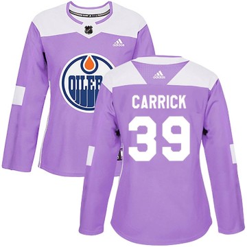 Authentic Adidas Women's Sam Carrick Edmonton Oilers Fights Cancer Practice Jersey - Purple