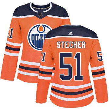 Authentic Adidas Women's Troy Stecher Edmonton Oilers r Home Jersey - Orange