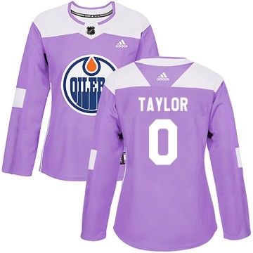 Authentic Adidas Women's Ty Taylor Edmonton Oilers Fights Cancer Practice Jersey - Purple