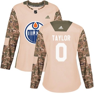 Authentic Adidas Women's Ty Taylor Edmonton Oilers Veterans Day Practice Jersey - Camo