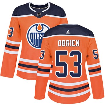 Authentic Adidas Women's Zach Obrien Edmonton Oilers r Home Jersey - Orange