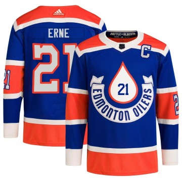 Authentic Adidas Youth Adam Erne Edmonton Oilers 2023 Heritage Classic Primegreen Jersey - Royal